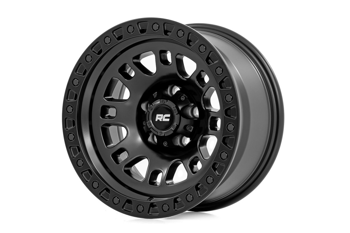 Wheel - Rough Country - 82 Series, One-Piece, 18x9, 6x135, 0mm - Semi Gloss Black